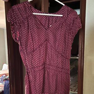Reddish purple polka dot blouse, 100% silk from American Eagle Outfitters, Size